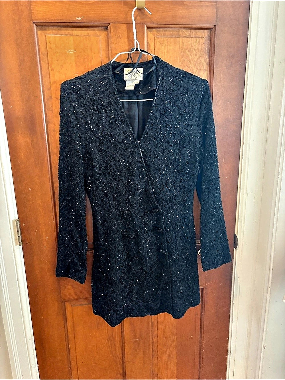 Carmen Marc Black lace sequined pantsuit